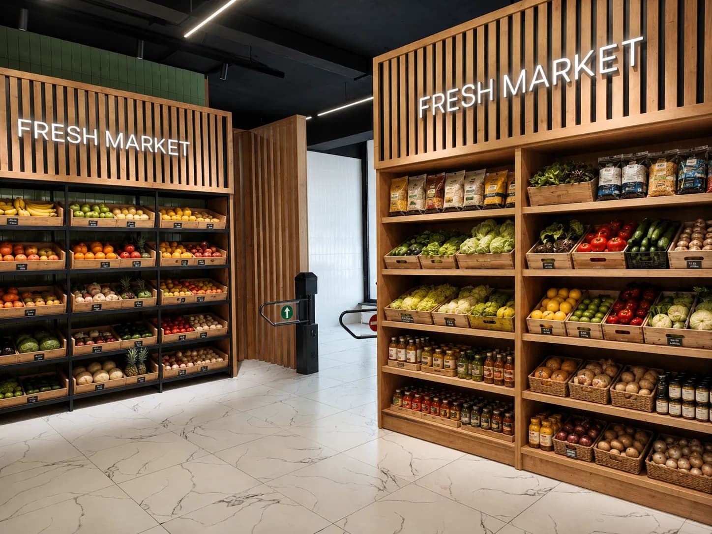 Gastrohub fresh market zone in a store